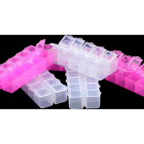 JHNBY Plastic Rectangle small 10 Grid Compartment Storage Box Earring Jewelry Beads Case Container Display Organizer pillbox