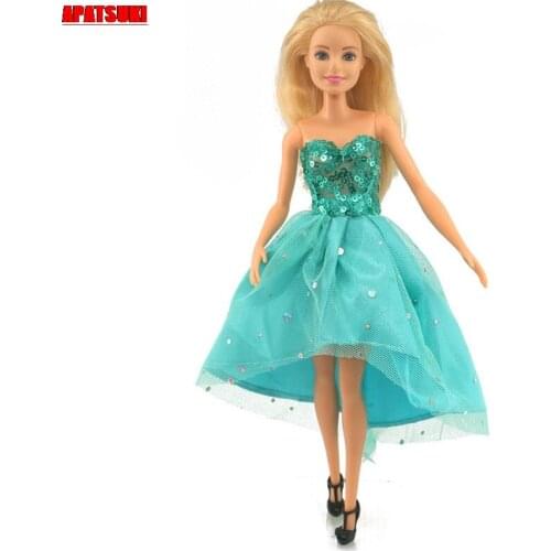 Blue Sequin Fashion Doll Clothes For Barbie Doll Dress For Barbie Dolls Outfits 1/6 Dollhouse Accessories Toys For Children