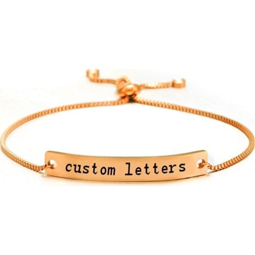 Fashion Custom Logo Name Engrave Leathers Bracelets For Men Women Adjustable Chain Stainless Steel Bracelet Jewelry Accessories