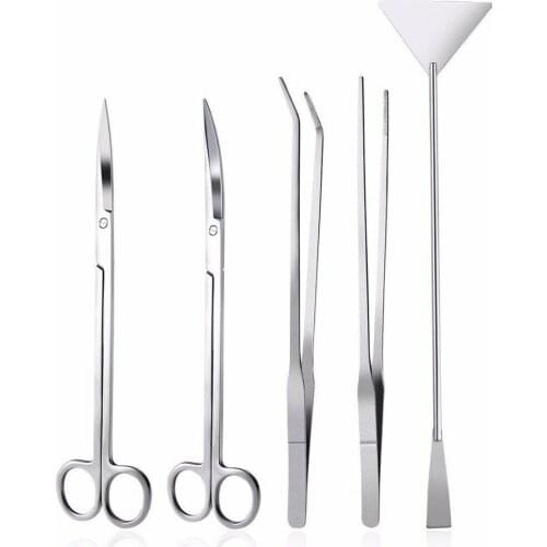 3/5pcs Aquarium Tank Tools Kit Long Tweezers Scissors Aquascaping Fish Tank Aquatic Plants Stainless Steel Maintenance Tool
