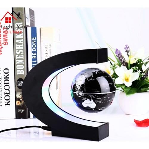 Novelty C Shape LED World Map Floating Globe Magnetic Levitation Light Antigravity Magic/Novel Lamp Birthday Home Dec Night lamp
