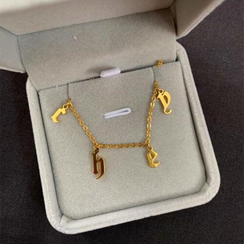 Initial Old English Letter Necklace For Women Stainless Steel A-Z Alphabet Pendant Necklace Jewelry Christmas Gift Bijoux Femme