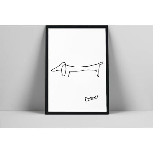 Pablo Picasso dog poster, Picasso sketch, Picasso poster, Picasso dog print, Minimalistic art, Black and white, Art Munt orange