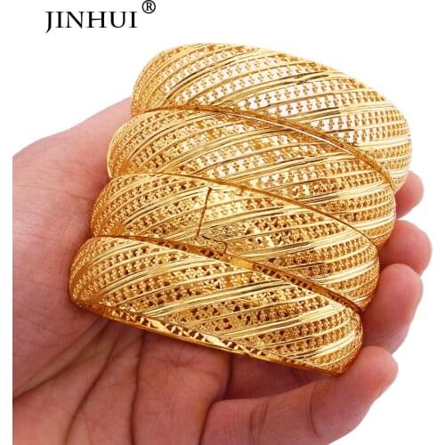 Ethiopian Luxury Bangle New Gold plated Bracelet Wedding Bangles for Women Bride Can open Bracelets France Jewelry Gifts