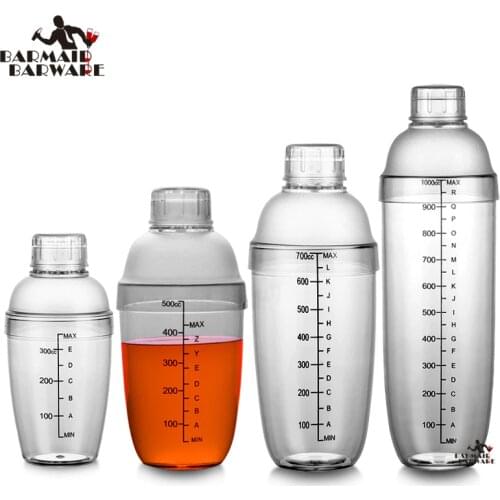 Shaker With Scale Mark Line Plactic Cocktail Boston Bar Shaker Transparent Good Grips PC Shaker Bar Tool