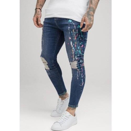 SikSilk Ripped Riot Jeans for Men Blue