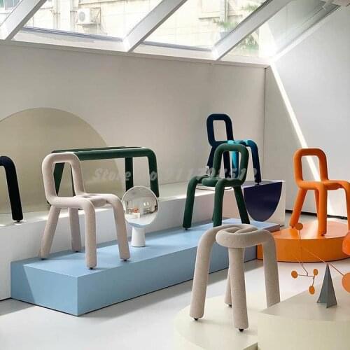 Nordic simple dining chair light luxury creative elbow chair net red casual backrest makeup stool shoe changing stool special-sh