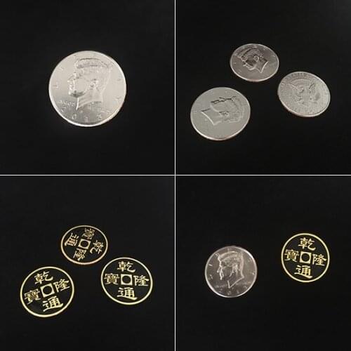 Double Face Super Triple Coin (DVD + Gimmick) Magic Tricks Stage Close up Magia Coin Appearing Magie Illusion Gimmick Props
