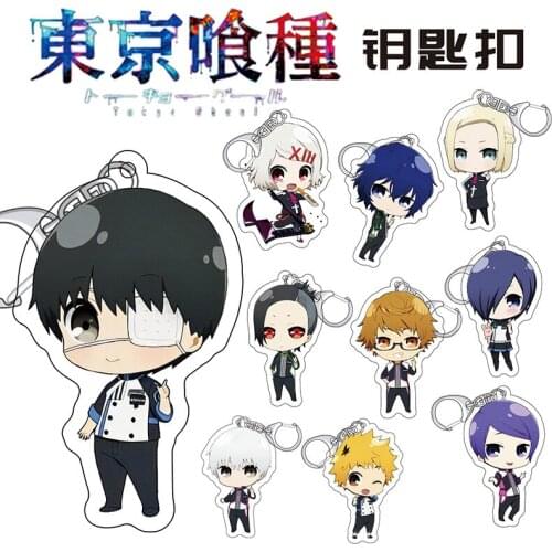 Tokyo Ghoul Keychain Kaneki Ken Key Chain Pendant Acrylic Anime Accessories Cartoon Key Ring 2021