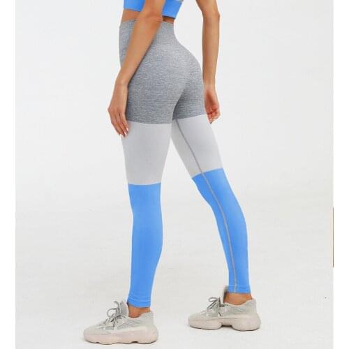 Knitted seamless color matching yoga pants fitness pants sports tight pants