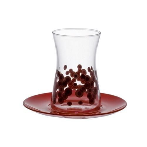 Turkish Tea Cup Pasabahce Heybeli Tea Set Red 8 Piece Traditional Turkish Tea Cup Turkish Arabic Russian English French Tea