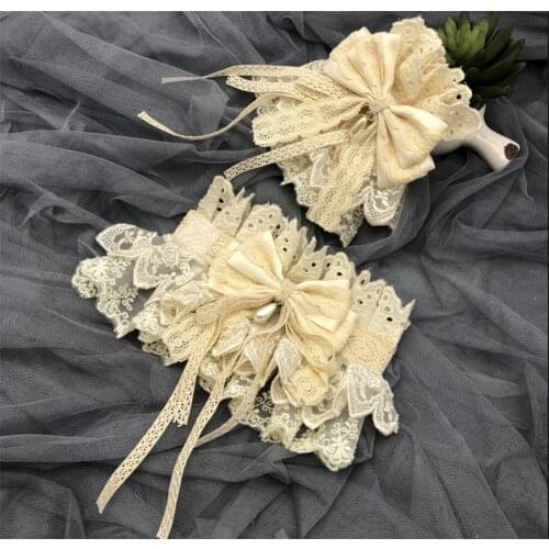 Victorian Gothic Gorgeous Lolita Girl Hand Wrist Cuffs Bow Lace Hand sleeves D461