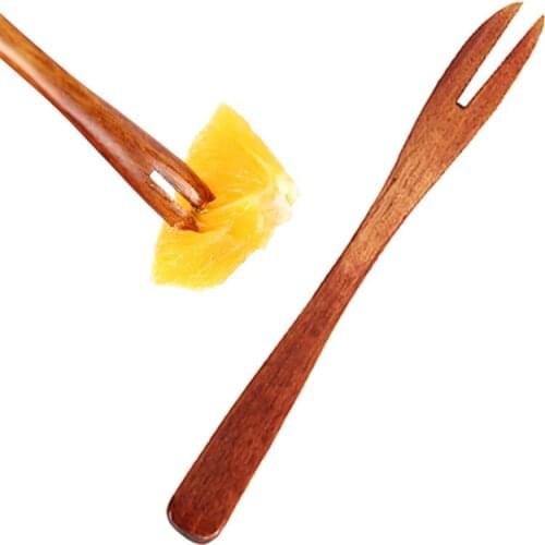 Two-Tine Wooden Fruit Fork Creative Korean Japanese-Style Fruit Watermelon Salad Fork Dining Table Flatware For Restaurants