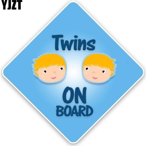 YJZT 12.9*12.9CM Twins BABY ON BOARD Colored Warning Sign Decoration Car Sticker C1-5677