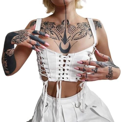 2021 Womens Tank Tops Bandage Vest Hollow Out Lace Up Thin Summer Square Neck Shirt Bare Navel