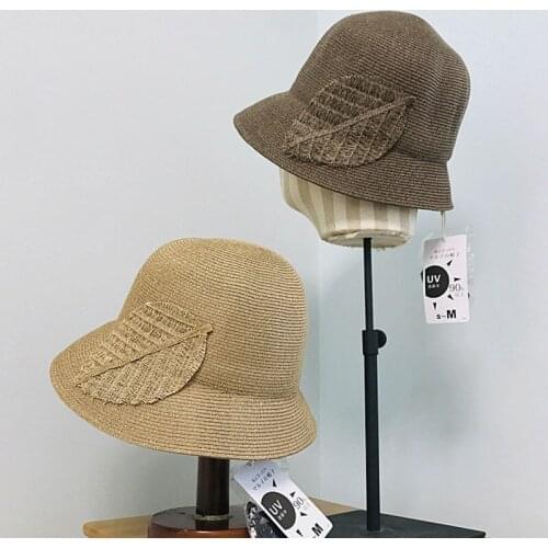 Women Summer Hats Elegant Leaves Straw Hat Lady Derby Dress Church Cloche Hat Bucket Wedding Bowler Hats
