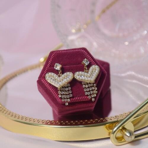 14k Real Gold Plated Micro-inlaid Zircon Pearl Tassel Love Bow Luxury Earrings for Woman Shine Holiday Daily Fashion Earring