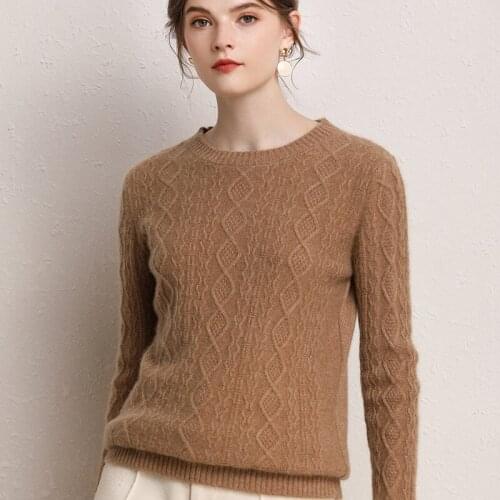 O-neck Long Sleeves Womens Knitting Jumper Autumn Winter Warm Thickening Sweater 100% Cashmere Sweater Women Female Sweater