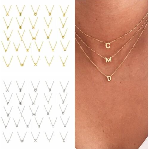 CANNER A-Z 26 Letters Necklace 925 Sterling Silver Necklace For Women 2020 Gold 18k Jewelry Chain Choker Necklace Collares