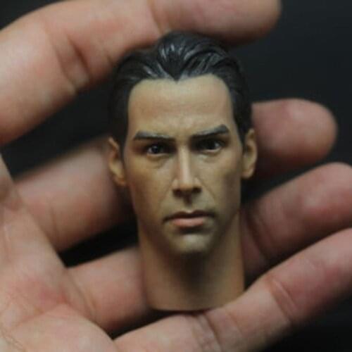 1/6 Keanu Reeves Head Sculpt Model PVC Head Carving with Neck Fit 12'' Action Figure Body In Stock
