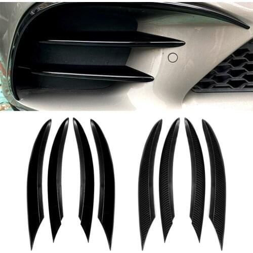 4Pcs For Mercedes Benz W205 C-Class C200 C260 2019-2021 Car Front Bumper Fog Light Cover Trim ABS Carbon Fiber/Gloss Black