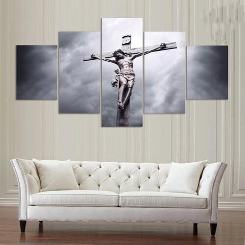 HD Printed Modern Painting On Canvas 5 Piece/Pcs Jesus Cross Modular Picture Wall Art Home Decoration Posters Frame Living Room