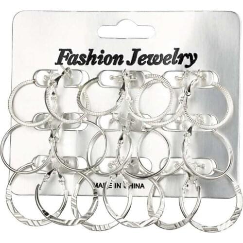 9 Pairs Gold Hoop Earrings Set Big Circle Earring Fashion Jewelry Earrings for Women Girls Steampunk Ear Clip Korean Earrings