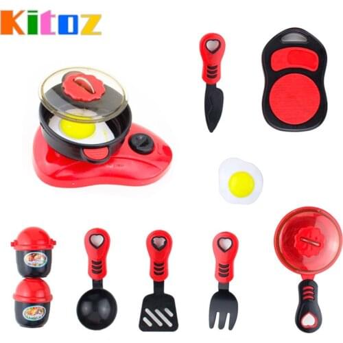 Kitoz Mini kids Kitchen Toy Frying Pan Pot Dish Model Pretend Cooking Toys Set Tableware Utensils for Girl Boy Children