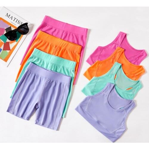 PatPat Kid Girl Solid Sleeveless Shorts Leggings Sets