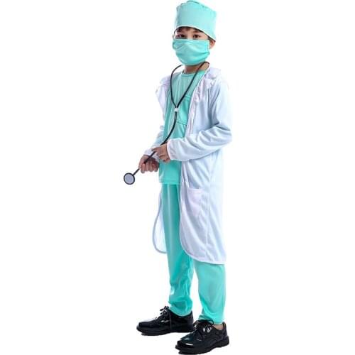 Kids Boys Hospital Doctor Sets Cosplay Costume Halloween Party Professional Dress-up Surgeon Dr Uniform For Children C42K103