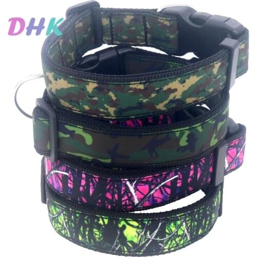 DHK 1'' 25mm Dog Collar Camo Personalized Adjustable High Quality Ribbons Pet Collars E1974