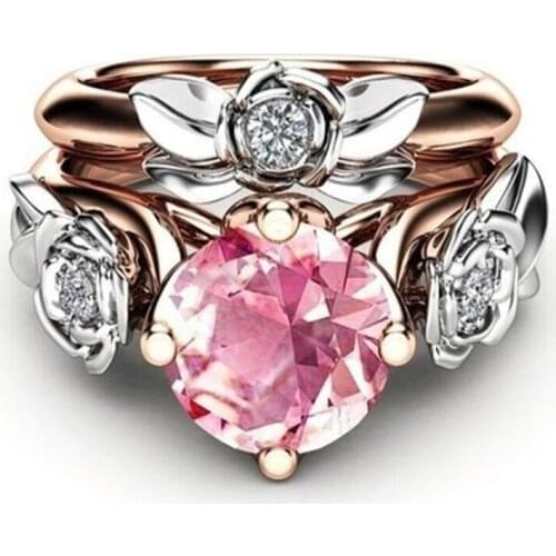 Elegant Womens Flower Crystal Luxury Ring Wedding Band Promise Engagement Rings Female Jewelry