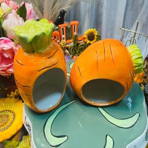Carrot Shaped Ceramic Hamster Nest Hamster Shelter Guinea Pig Hedgehog Chinchilla Nest Hamster Cage Landscaping Supplies