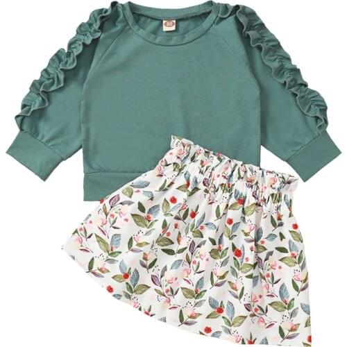 Newborn Baby Girl Clothes 2020 Baby Girl Outfit Ruffle Solid Color Tops+Floral Print Skirt Set 6 9 12 18 24 Months ropa nina