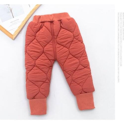 Red Black Casual Down Pants for Children Windproof Waterproof Ski Pants High Quality Long Trousers Winter Kids Warm Clothes