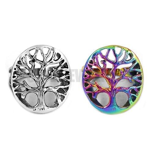 Colorful Claddagh Style Life Tree Ring Stainless Steel Jewelry Fashion Celtic Knot Motor Biker Women Ring Wholesale SWR0418