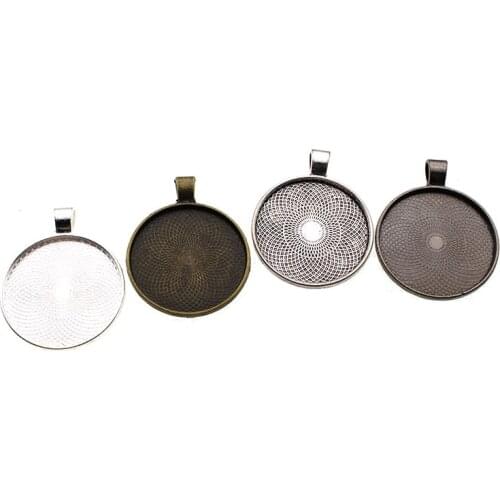 5Pcs/lot Round Pendant Blank Settings Cabochons Bases Bezel Trays Fit 30mm Cabochon Cameo DIY Necklace Jewelry Making