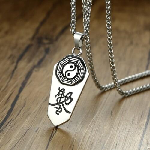 New Yin Yang Gossip Symbol Necklace Pendant for Men Demon Protection Ghost Hunter Male Jewelry Stainless Steel
