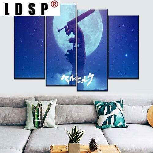 LDSP 5 Panels Modular Berserk Guts Animation Canvas Painting Modern Printed Poster Wall Art Pictures Living Room Home Decor