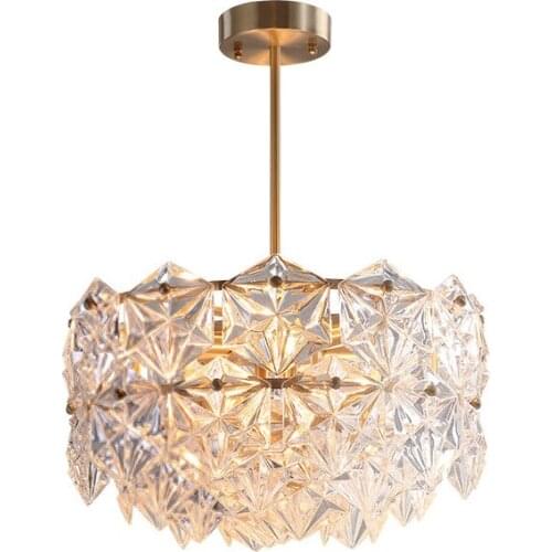 Simple and modern all copper crystal chandelier bedroom living room dining room atmosphere light luxury high-end chandelier