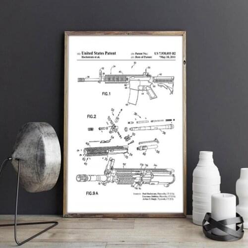 M4 Carbine Patent Print Art 2011, Artwork, Blueprint Posters, Weapon, Gun, Rifle，Boyfriend gift