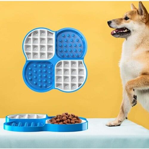 Four-divided Dog Snuffle Slow Feeding Bowl Pet Food Water Serving plate Interactive Feeder Training Anti-choke Pet Healthy Bowl