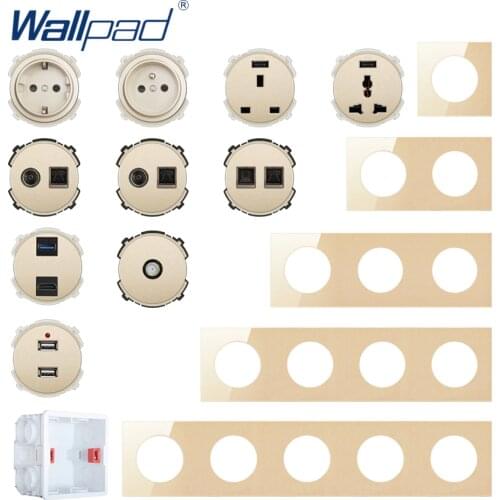 Wallpad DIY Module Gold Panel Wall Power Socket Electrical Outlet Function Key Free Combination