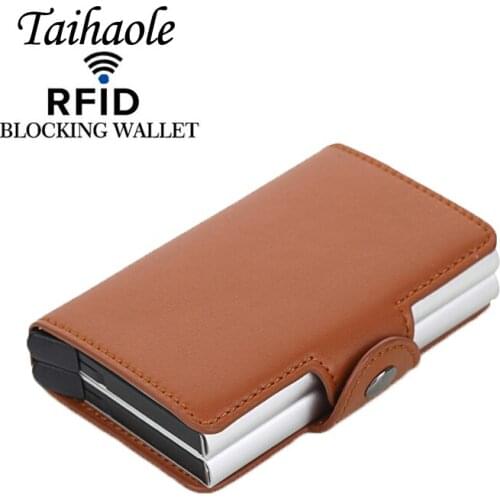 2020 Credit Card Holder Men and Women PU Leather Double Case Business Card Wallet Fashion Aluminum RFID ID Card Case Cardholder