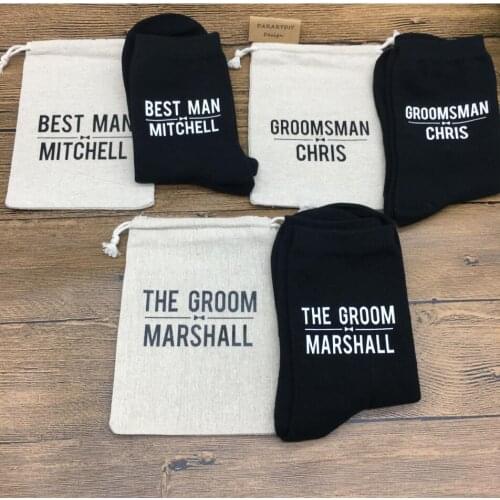 Customize will you be my best man usher groomsmen Proposal, A Black Socks-Type Affair, Custom Socks with gift bags