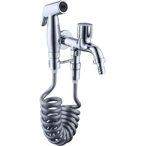 Wall Mounted Bidet Set Solid Brass Chrome Bidet Faucets Cold Water Toilet Corner Valve Handheld Shower Bidet Sprayer