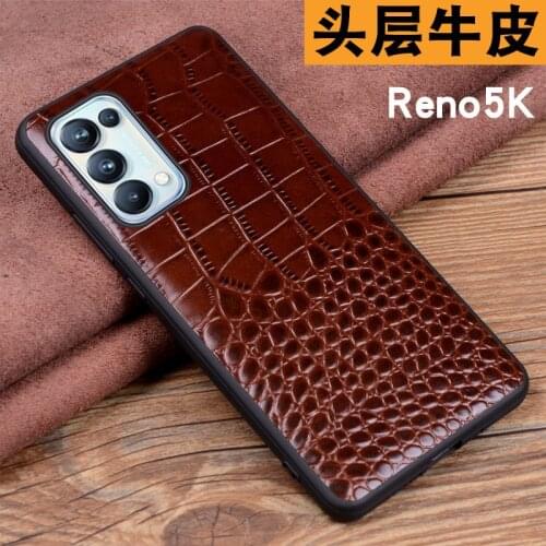 2021 New Luxury Genuine Leather Phone Case For Oppo Reno5 K Reno 5k Crocodile Grain Luxury Cover