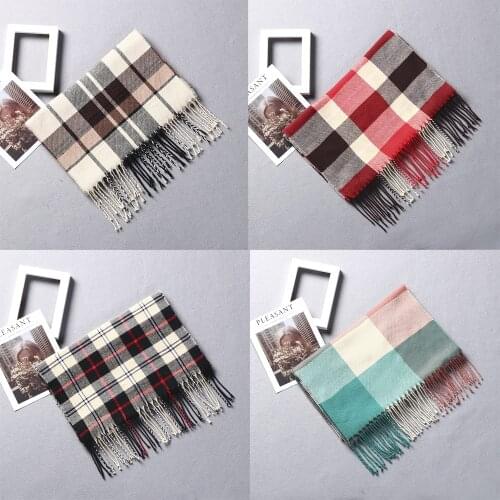 New British Polyester Plaid Scarf for Women Winter Couple Warm Houndstooth Scarf Shawl Dual-use Scarves Wholesale Bandana