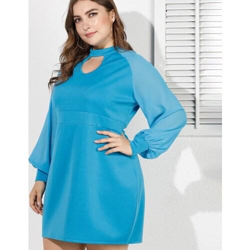 2020 New Summer Women Elegant Patchwork Cut Out O-neck Long Sleeve Plus Size Bodycon Midi Dress Fashion Holiday Dresses Vestidos