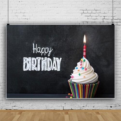 Lighted Candles Cupcakes Portrait Photography Backdrop Decor Happy Birthday Photo Background Studio Photocall Props
